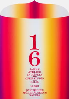 Dafi Kühne “16 Jahre Atelier / Open Studio 2025” / limited edition typographic poster / limited run of 350 / available in 70×100