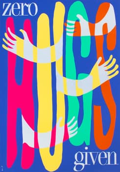 Dafi Kühne “Zero Hugs Given” / 2nd edition typographic poster / numbered / hand-signed / limited run of 101 / available in 70×100