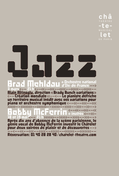 Philippe Apeloig “Jazz - Bobby McFerrin and guests - Grey background” / limited edition typographic poster / available in 100×150