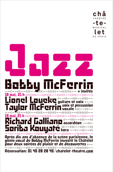 Philippe Apeloig “Jazz - Bobby McFerrin and guests - White background” / limited edition typographic poster / available in 100×150