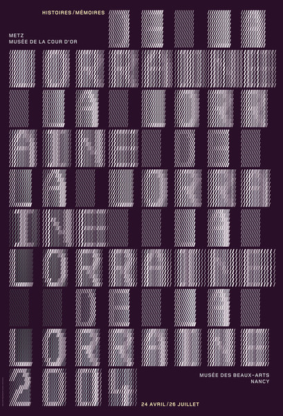 Philippe Apeloig “De la Lorraine - Histoires, mémoires, regards contemporains Dark purple background” / limited edition typographic poster / available in 118×175