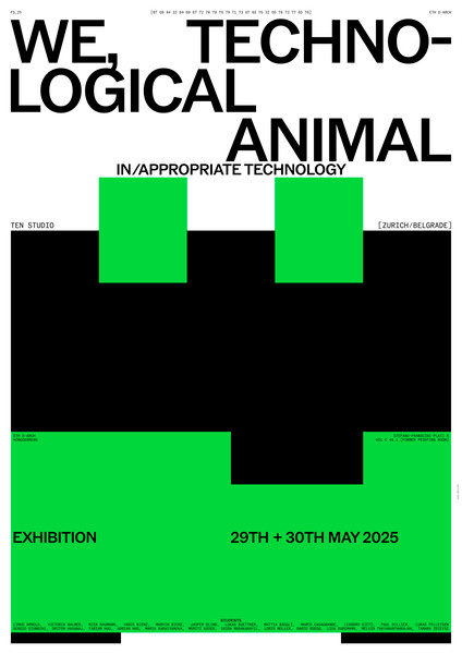 Aurelia Peter “WE, TECHNOLOGICAL ANIMAL — IN/APPROPRIATE TECHNOLOGY (EXHIBITION)” / giclée typographic poster / available in A1