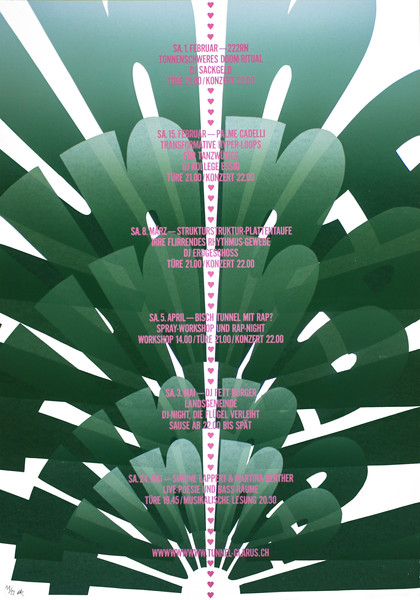 Dafi Kühne “Tunnel VI” / 99 typographic poster / numbered / hand-signed / available in 70×100