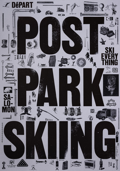 Dafi Kühne “Post Park Skiing” / First edition typographic poster / numbered / hand-signed / limited run of 199 / available in 71×101