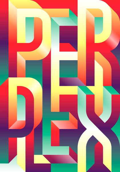 Erich Brechbühl “Perplex” / giclée typographic poster / available in F4, 70×100, 50×70