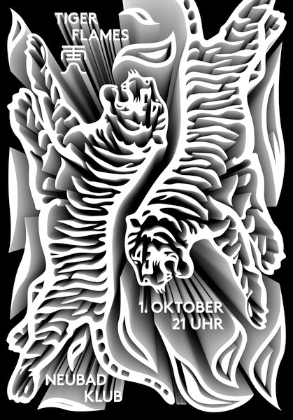 Fons Hickmann “Tiger Flames” / giclée typographic poster / available in F4, A0, A1, A2