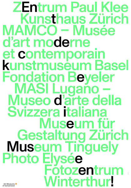Raffinerie “Art Museums of Switzerland – DE” / giclée typographic poster / available in F4, 70×100