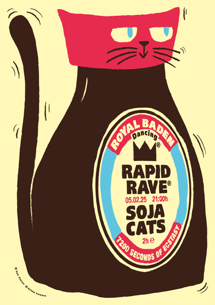 Sam Steiner “Rapid Rave Soja Cats” / giclée typographic poster / available in F4, 100×140, 70×100, 50×70, A0, A1, A2