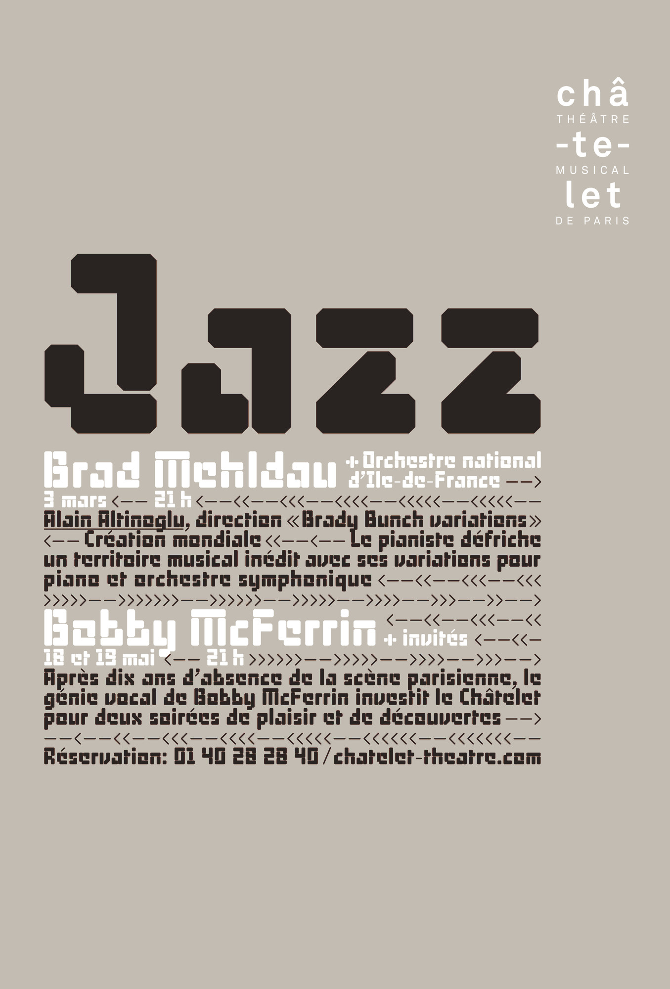 Philippe Apeloig “Jazz - Bobby McFerrin and guests - Grey background” / limited edition typographic poster / available in 100×150