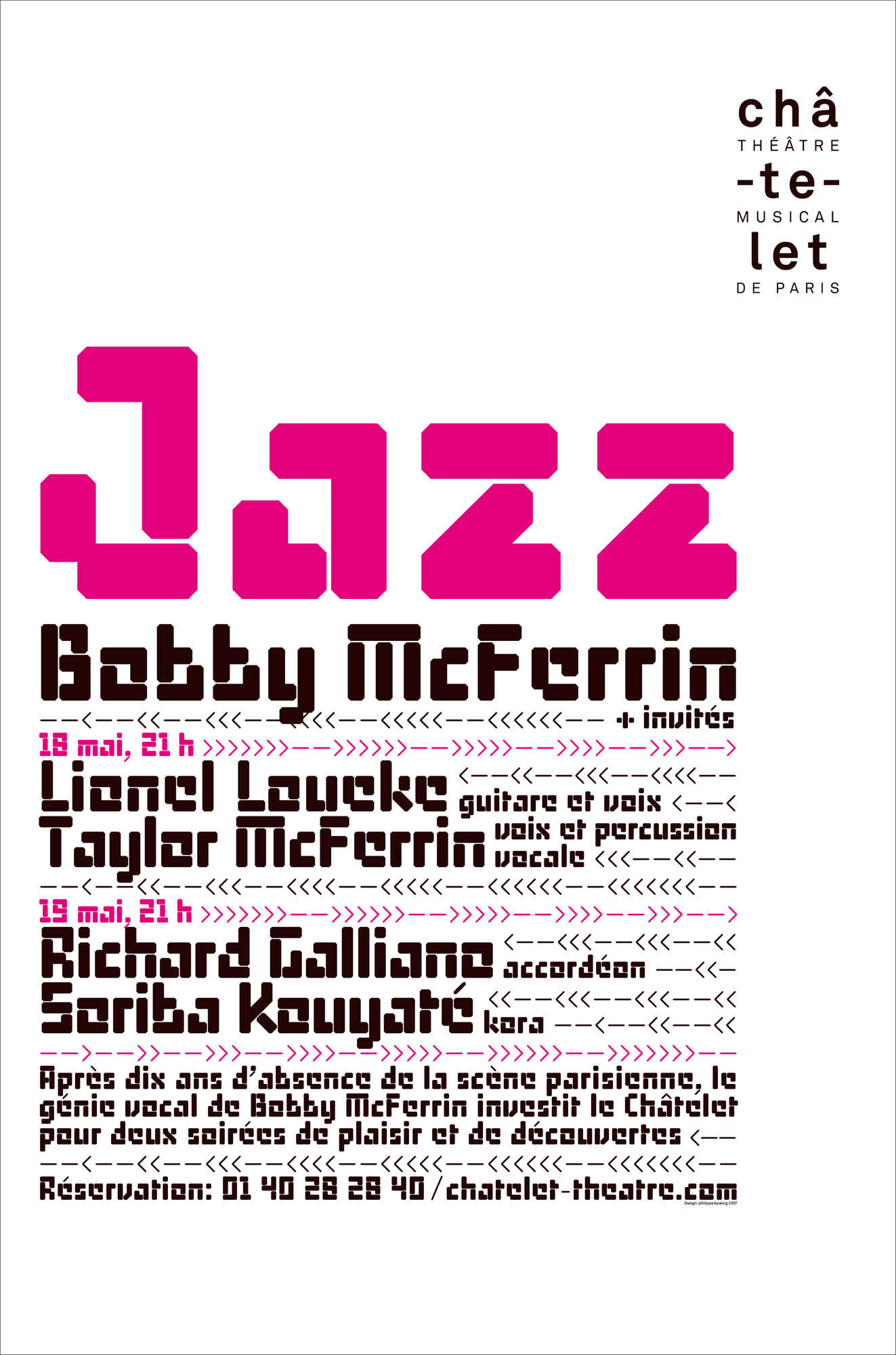 Philippe Apeloig “Jazz - Bobby McFerrin and guests - White background” / limited edition typographic poster / available in 100×150