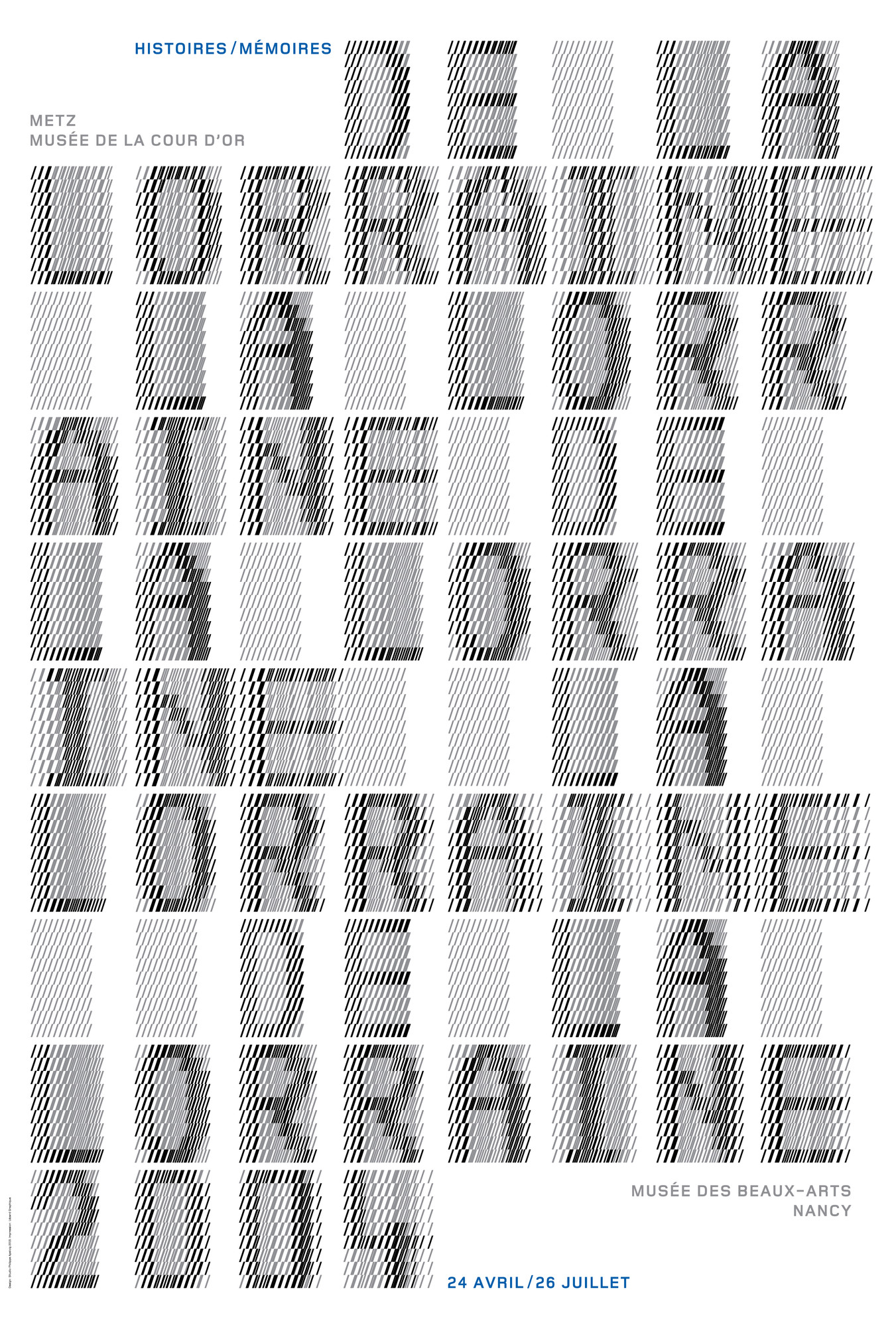 Philippe Apeloig “De la Lorraine - Histoires, mémoires, regards contemporains - White background” / limited edition typographic poster / available in 118×175