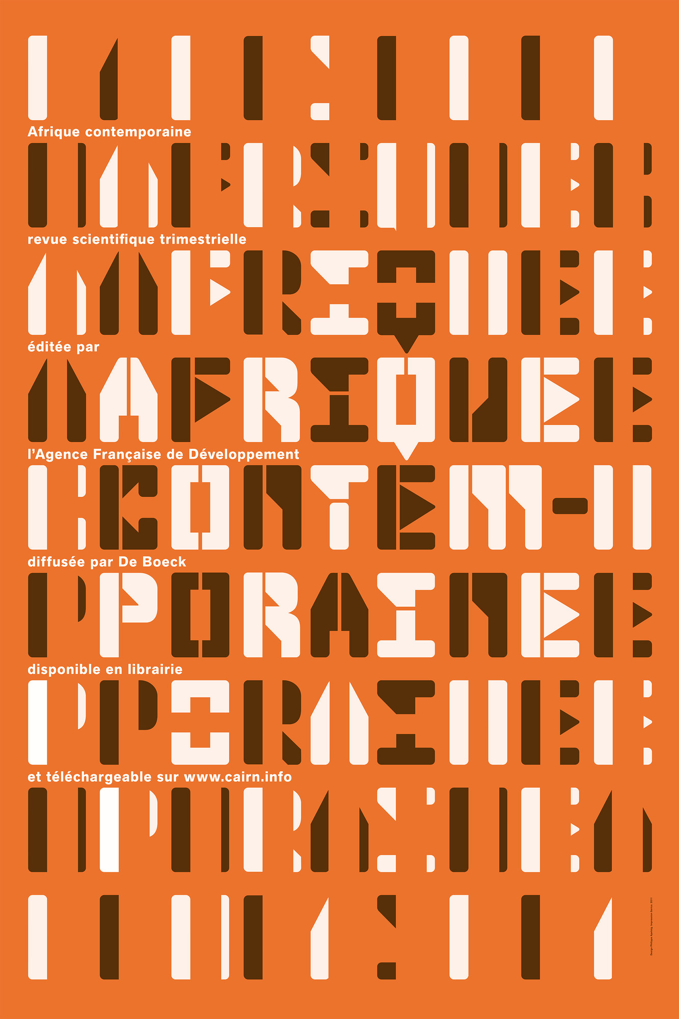 Philippe Apeloig “Afrique Contemporaine, Revue Scientifique Trimestrielle” / limited edition typographic poster / available in 100×150