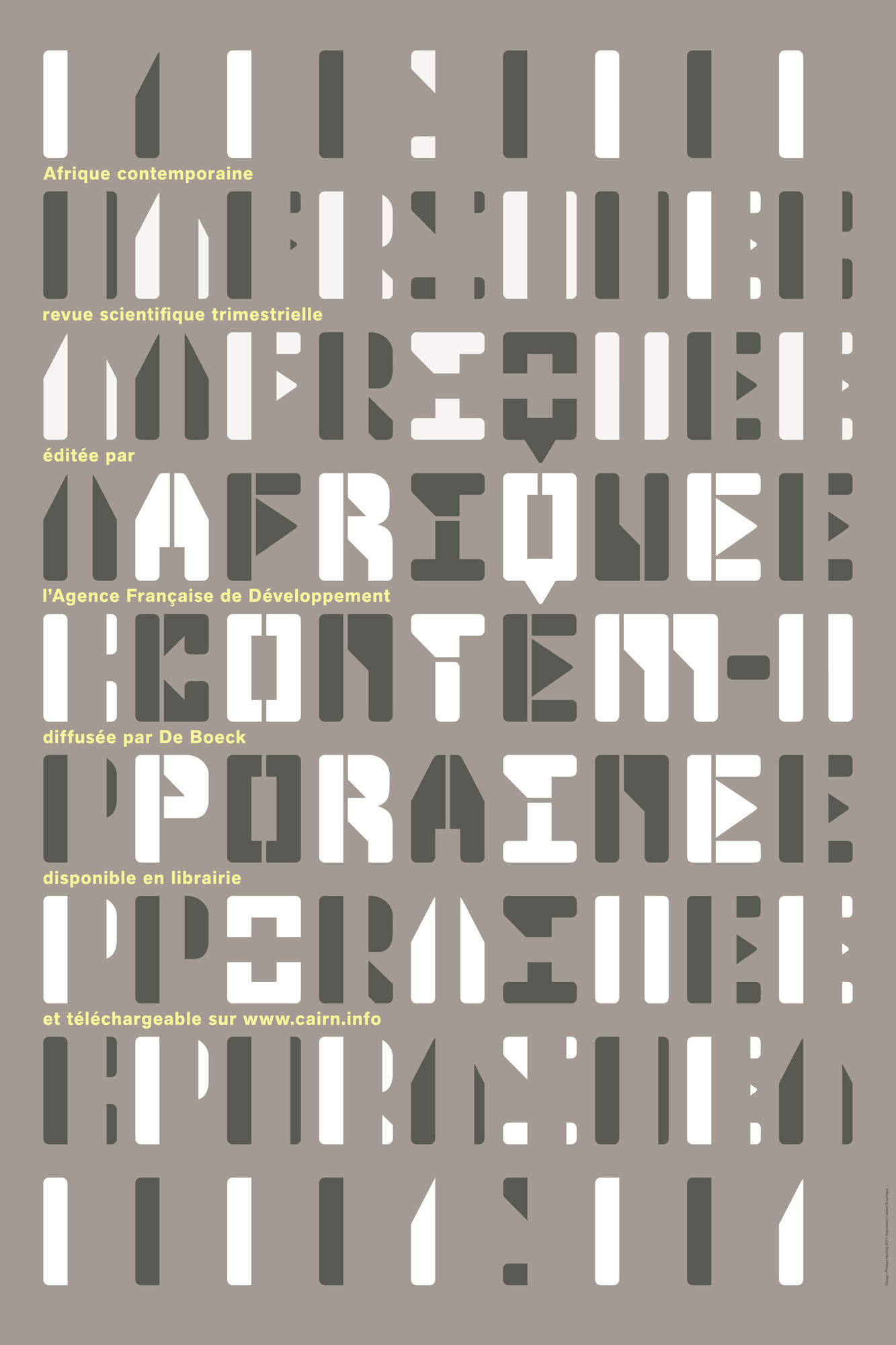 Philippe Apeloig “Afrique Contemporaine, Revue Scientifique Trimestrielle” / limited edition typographic poster / available in 100×150