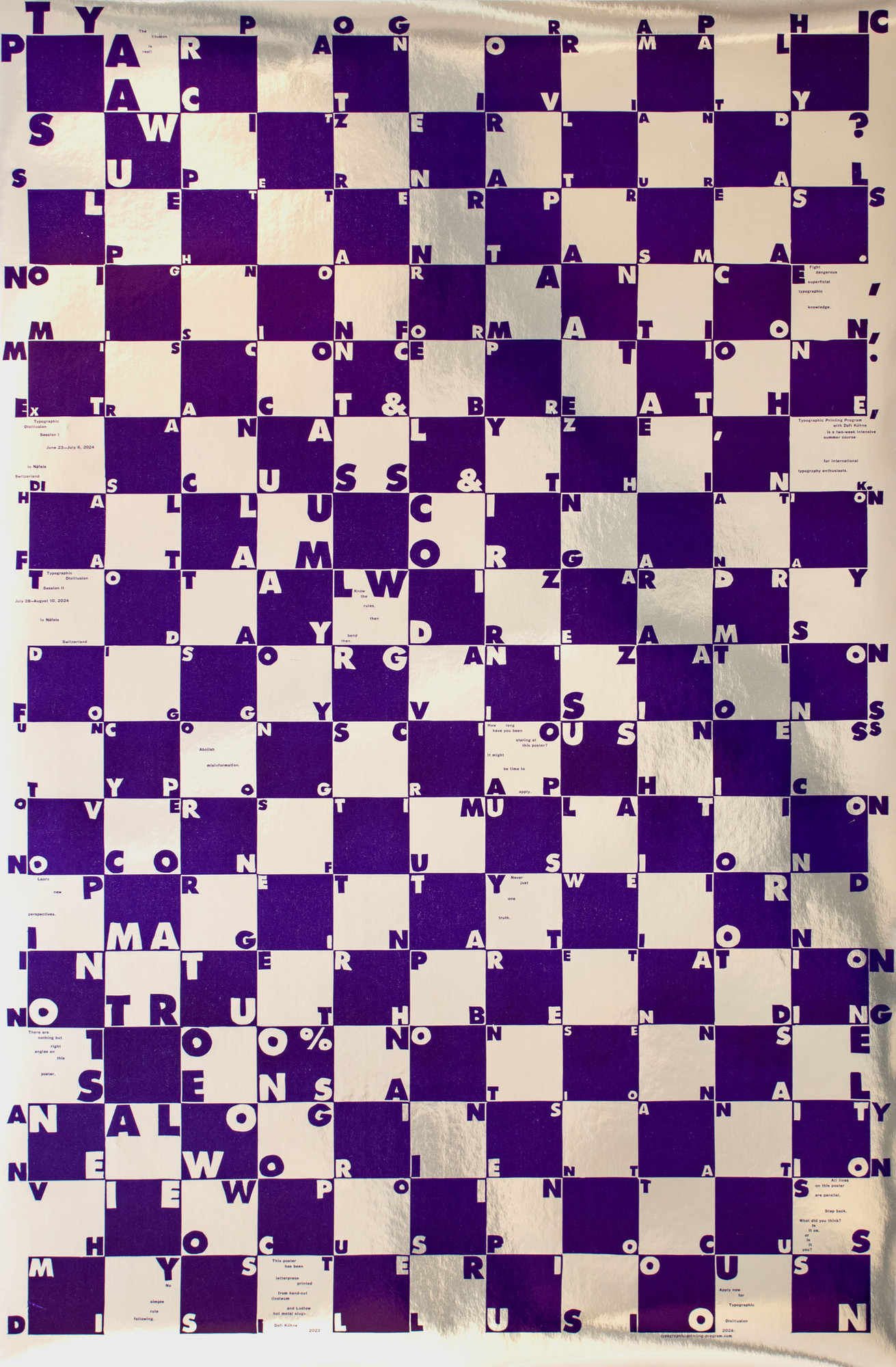 Dafi Kühne “Typographic Disillusion” / limited edition typographic poster / limited run of 300 / available in 64×97