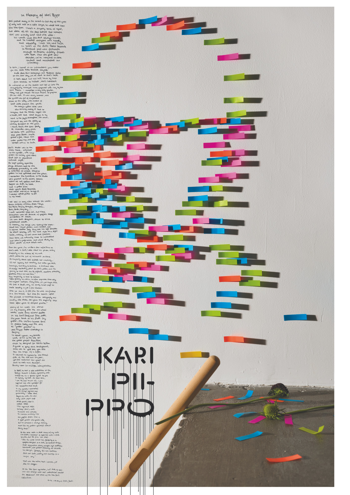 Jianping He “In Memory of Kari Piippo” / limited edition typographic poster / available in A0