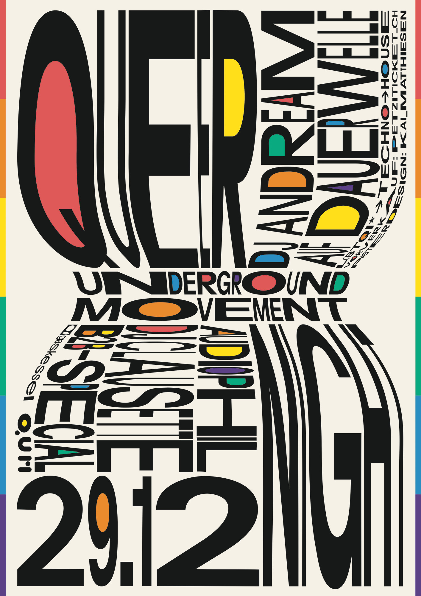 Kai Matthiesen “Queer Underground Movement Night, 29.12.23” / giclée typographic poster / available in A0, A1, A2
