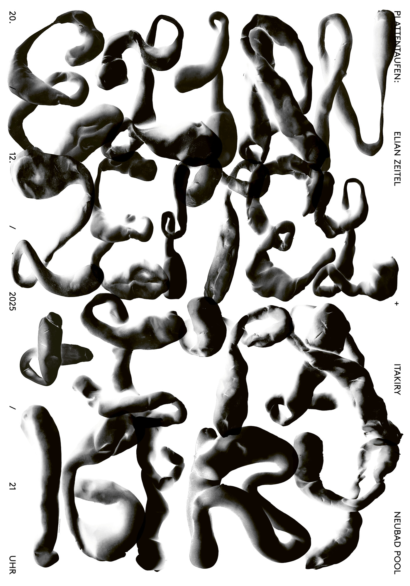 Michael Speranza “Elian Zeitel + Itakiry (Plattentaufen) – Neubad Luzern” / giclée typographic poster / available in F4, A2