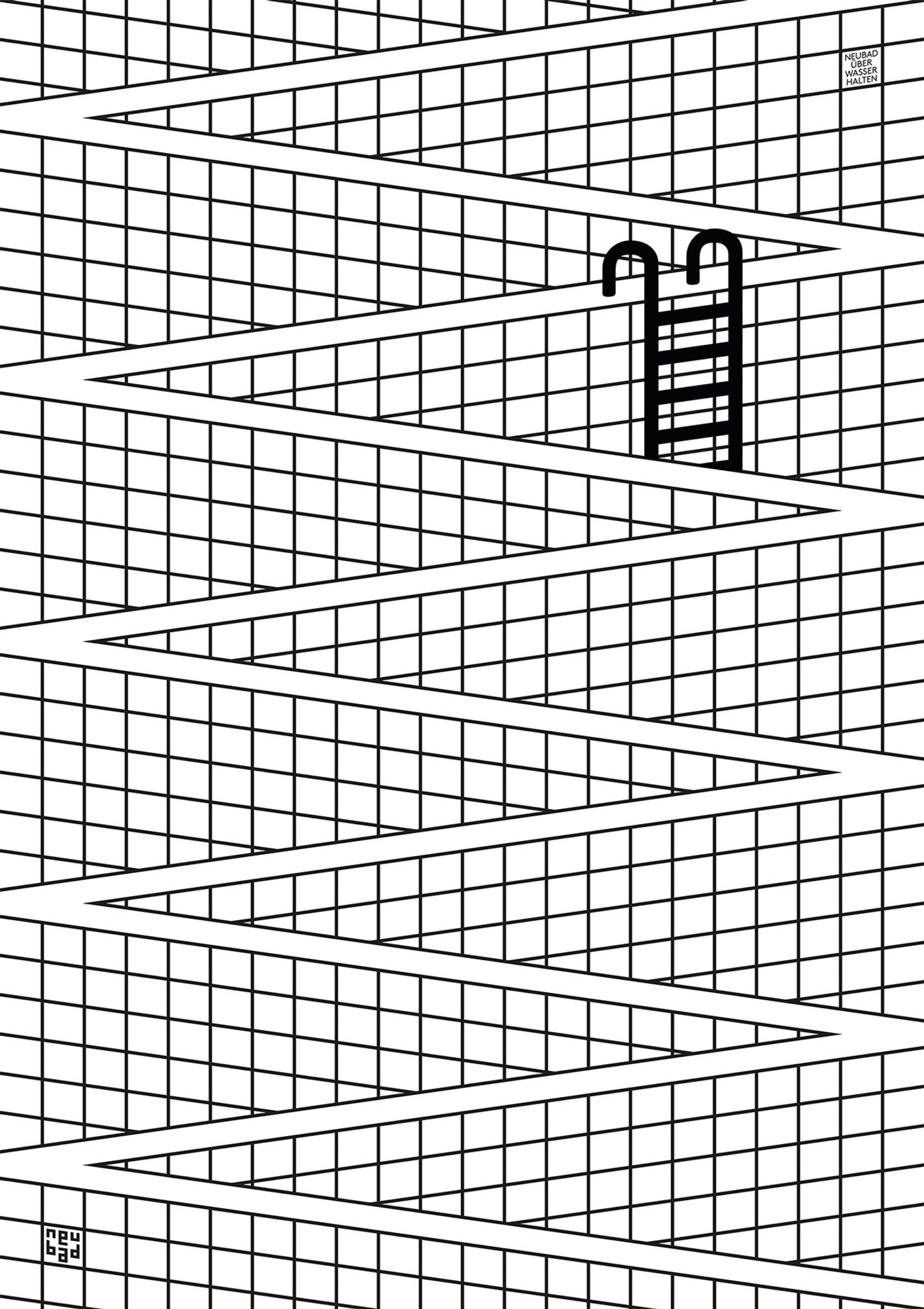 Sam Steiner “Neubad über Wasser halten” / giclée typographic poster / available in F4, 100×140, 70×100, 50×70, A0, A1, A2