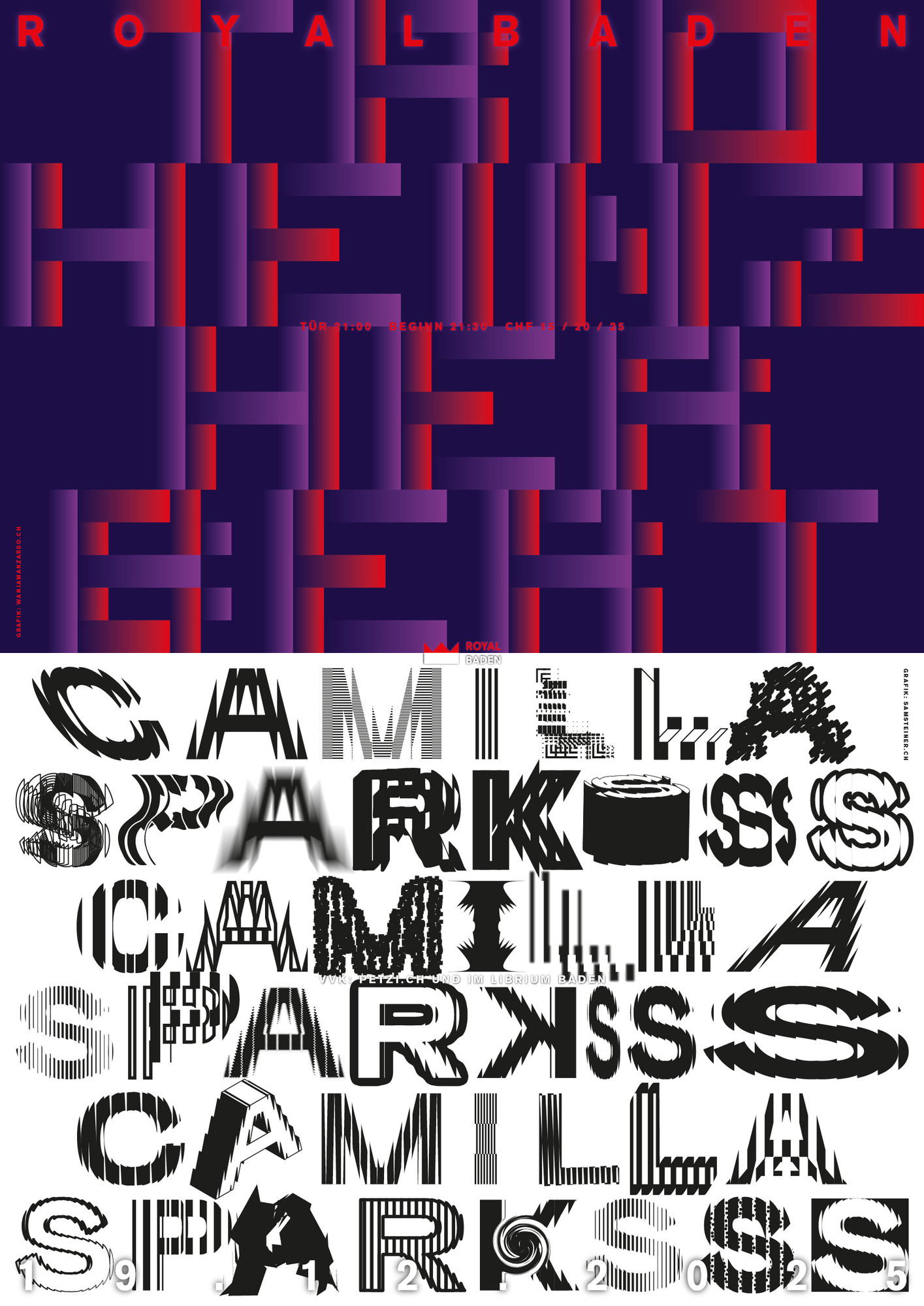 Sam Steiner “Trio Heinz Herbert + Camilla Sparksss” / giclée typographic poster / available in F4, 100×140, 70×100, 50×70, A0, A1, A2