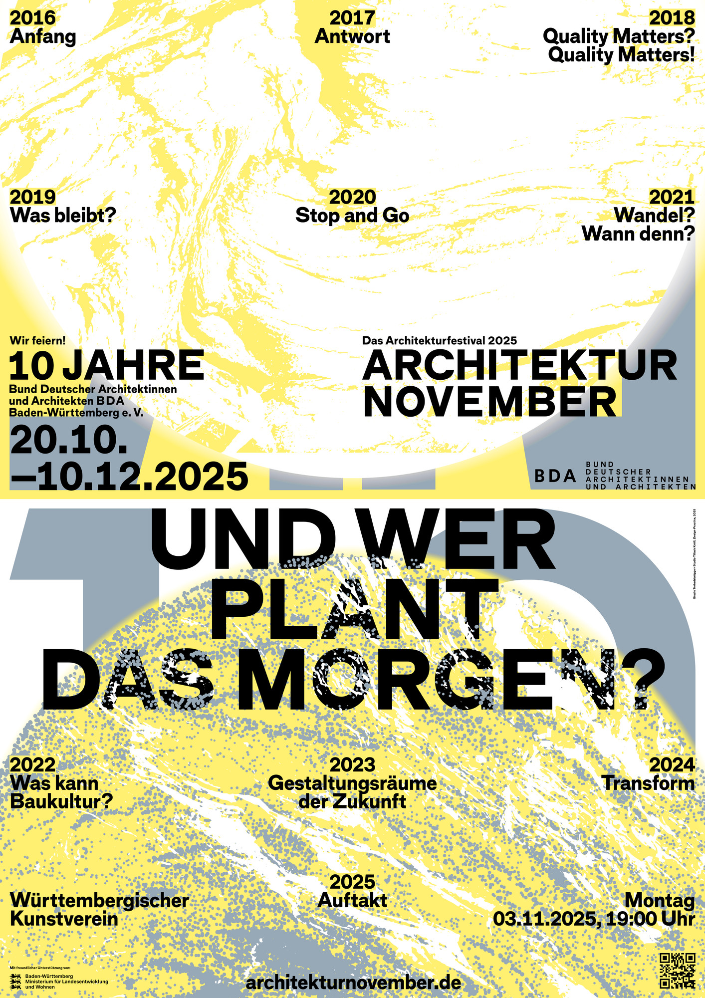 Studio Tillack Knöll “Architekturnovember 2025: Und Wer Plant das Morgen?” / limited edition typographic poster / available in A1